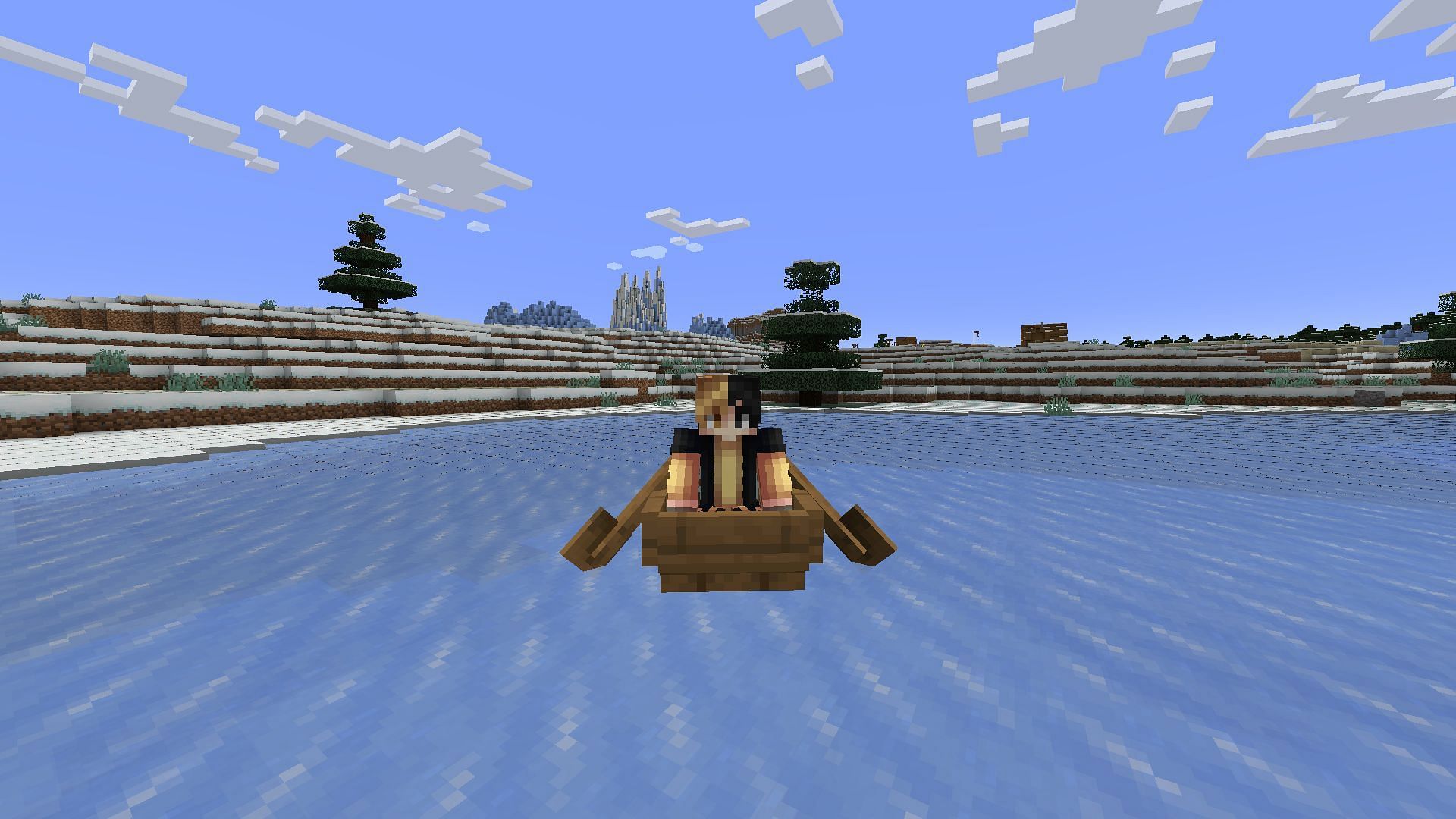 The boats in Minecraft offer a unique mechanic that allows players to slide across ice blocks (Image via Sportskeeda Gaming || Mojang Studios)